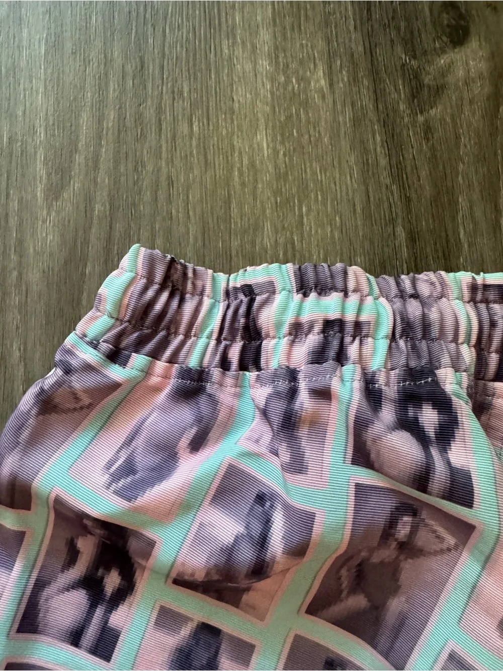 STAMPD Men's Pink/Light Blue Graphic Swim Shorts with Drawstring